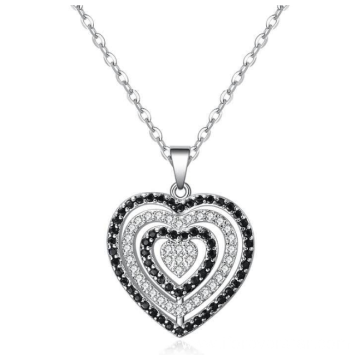 925 silver pendant pave heart charm